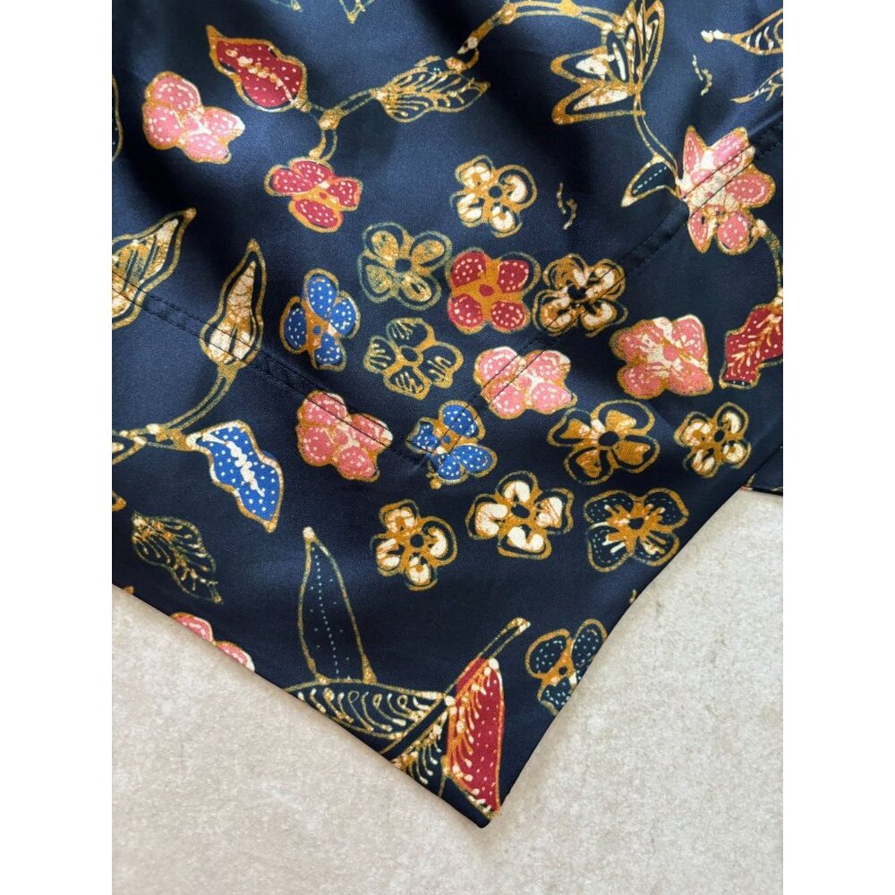 Ulla Johnson Carine Skirt Womens Size 8 Silk Handkerchief Hem Skirt Black Floral - Picture 8 of 10